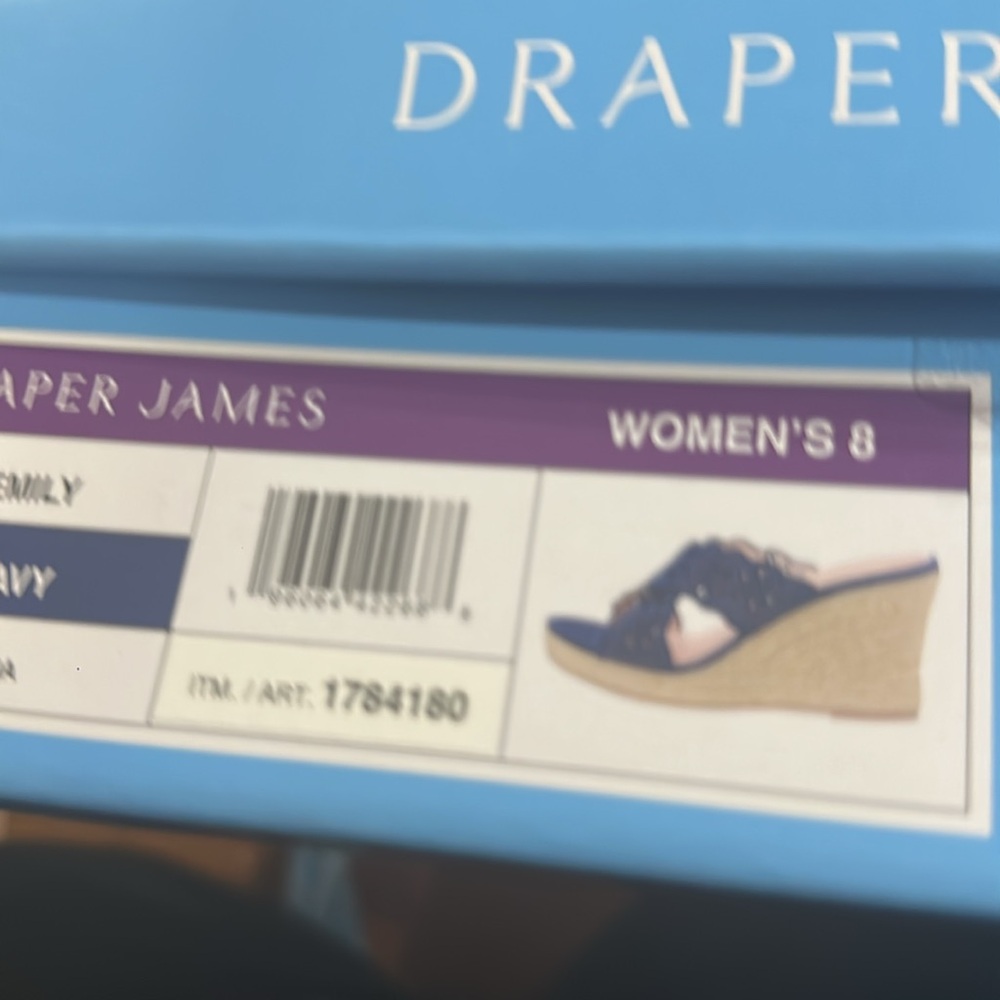 NIB Draper James Emily Women's Wedge Shoes, Navy - Picture 6 of 6